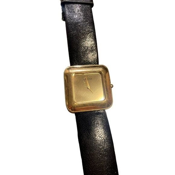 Rare Vintage 1992 Guess Watch Square Gold Mirrored Dial Water Resistant New Batt - Picture 3 of 7